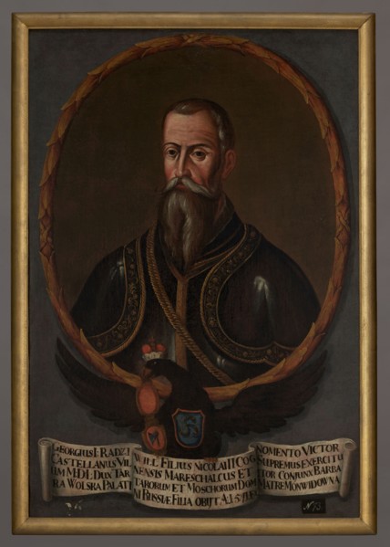 Portrait of George I Radziwill ca. 1480–1541, unknown Polish painter. Oval portrait with a laurel