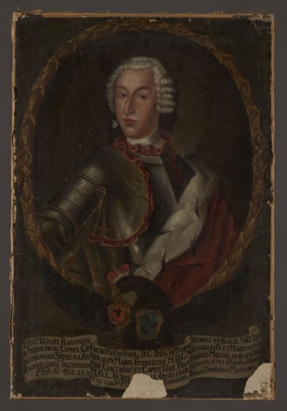 Portrait of Leon I Michal Radziwill 1722–1751, unknown Polish painter. Oval portrait surrounded by