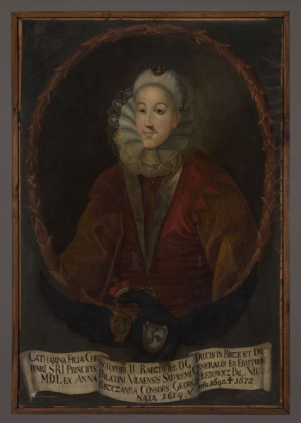Portrait of Katarzyna Hlebowicz, née Radziwill 1613–1672, unknown Polish painter. Oval portrait