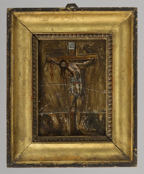 Christ crucified, unknown Polish painter, 19th century, painting, height 17 cm, width 13 cm, A