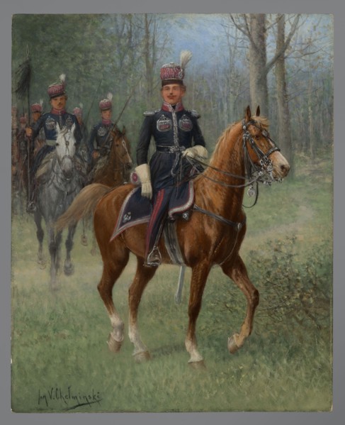 Krakusy, Chelminski, Jan 1851-1925 painter, early 20th century painting, height 27 cm, width 22 cm,