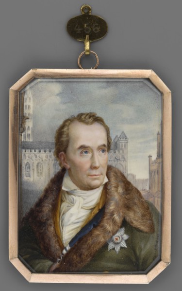 Portrait of Mayor von Schon 1773–1856, painted by Christian Horneman 1765–1844. Miniature height 7