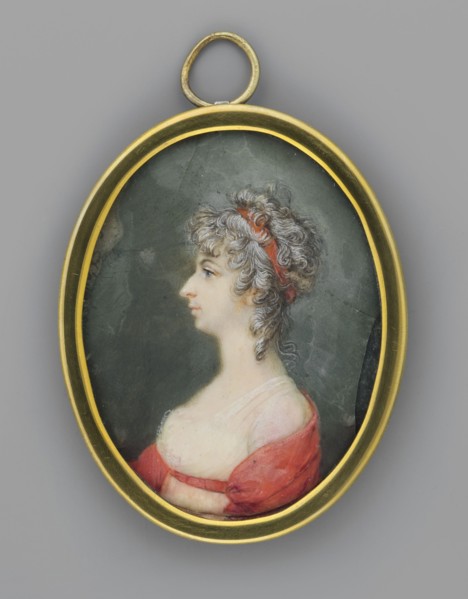 Portrait of a Woman in a White Empire Dress with a Red Shawl, Auvigny, Charles d' 1760–1830 painter