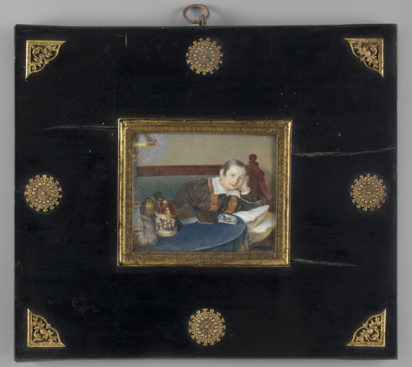 Anna Nikaunovna née Schenschine at the table, perhaps the daughter of the director of the