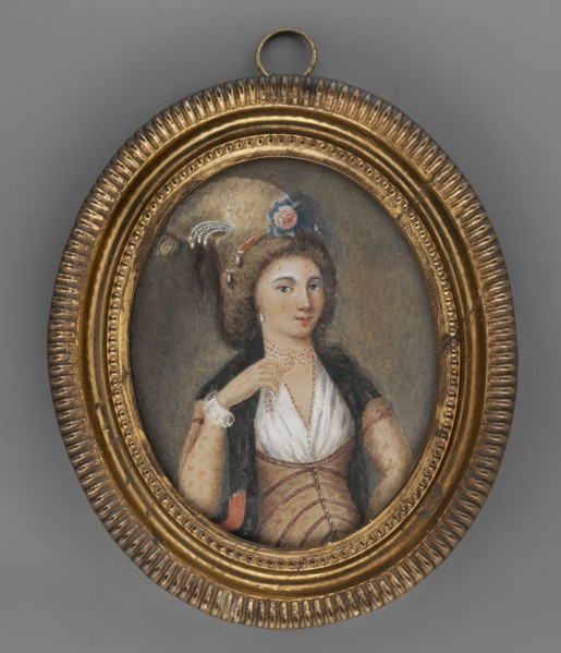 Helena Tudesca, unknown painter, portraits 3/4 right, flowers, women, headgear turban? egreta?,