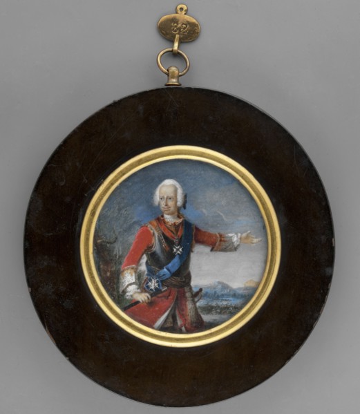 Louis VIII, Landgrave of Hesse-Darmstadt 1691–1768, unknown artist, miniature 1800, height 6.3 cm.
