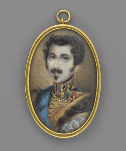 Oscar I Bernadotte 1799–1859, king of Sweden and Norway; anonymous creator; male portrait miniature
