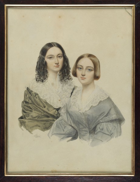 Double portrait of Eliza Elzbieta née Zygmunt Krasinska 1820–1876 and her sister Zofia Sophie