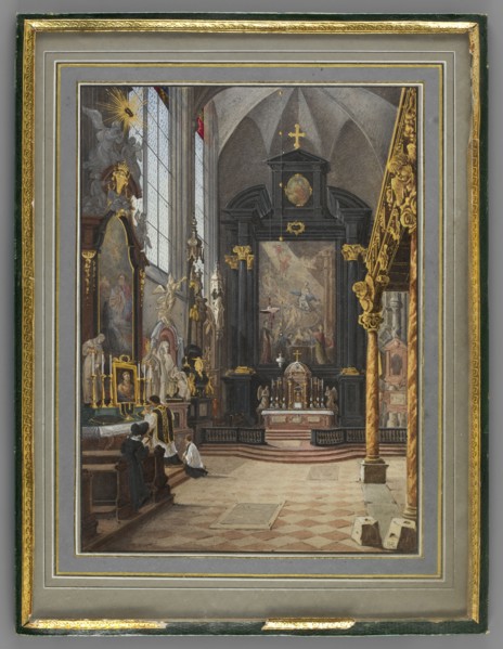 Interior of St. Stephen's Cathedral in Vienna?, Willibald Richter 1805–1880, painter; miniature;