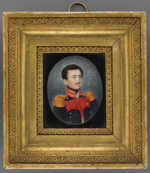 Portrait of a colonel of the Russian army, unknown painter, miniature, height 7.3 cm, width 5.8 cm;