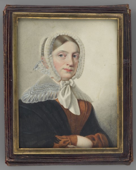 Portrait of a Woman in a White Bonnet, Maszkowski, Jan Kanty 1794–1865 painter. Watercolor
