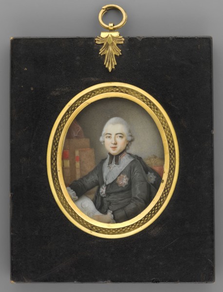 Portrait of Primate Michal Poniatowski 1736–1794 with plans for the construction of the palace