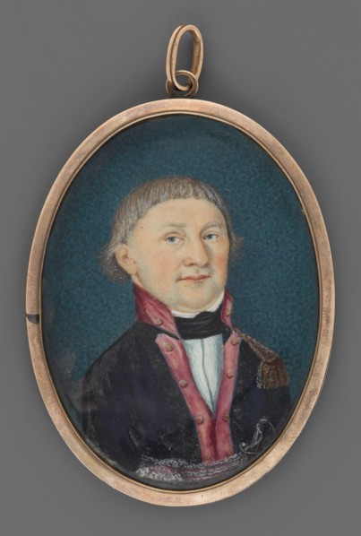 a Portrait of a young nobleman in the uniform of a lieutenant of the National Guard. Bust, slightly