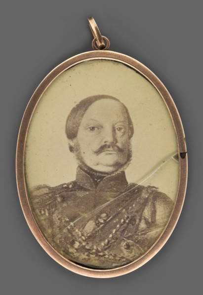 a Portrait of a young nobleman in the uniform of a lieutenant of the National Guard. Bust, slightly