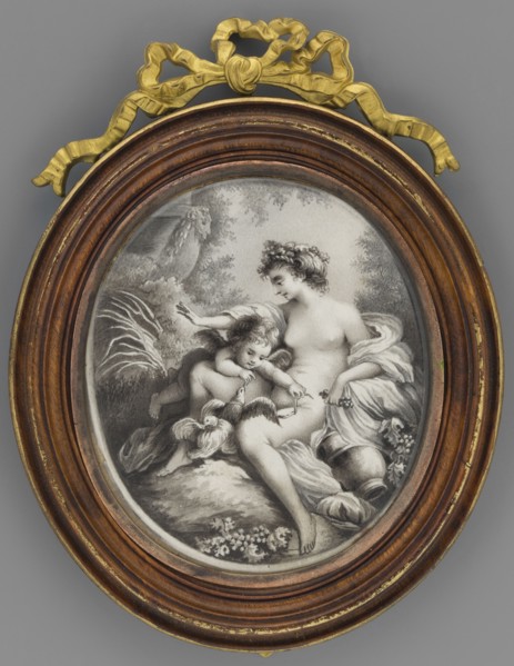 Venus and Cupid with doves in grisaille; painter Carl Gustav Klingstedt 1657–1734 and unknown