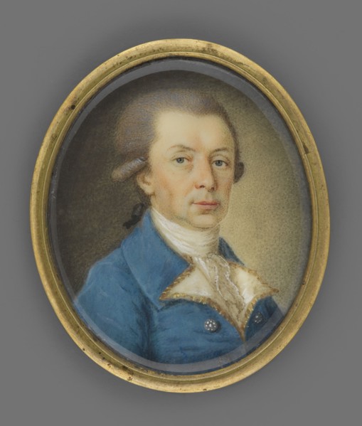 Portrait of a Man in a Blue Tailcoat with Diamond Buttons, Unknown Artist. Male portrait wig, 3/4