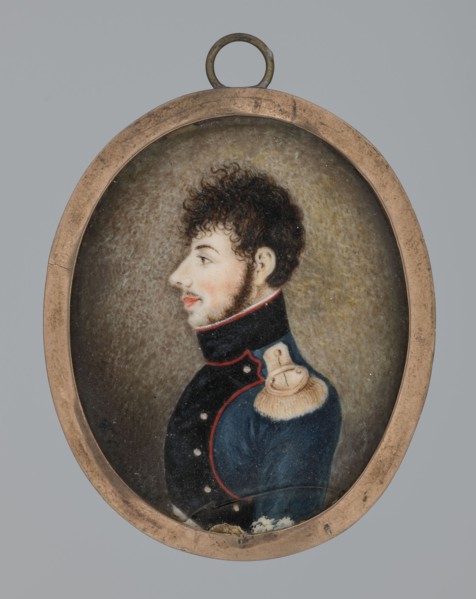 Franciszek Sapalski, lieutenant of infantry artillery, amateur painter; 1810, Poland; miniature,