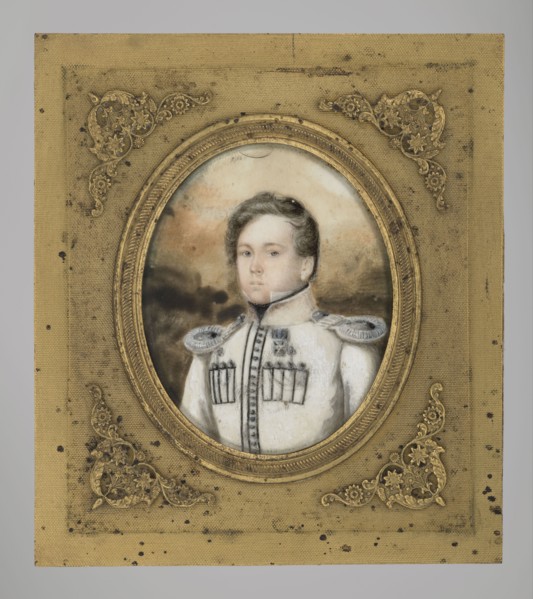 Second lieutenant of the First Krakus Regiment, unknown painter, 1831, Poland; miniature, height 10