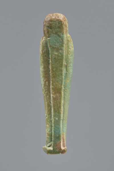 Ankhren's shabti, Ankh-ren name. Mummy-shaped figurine, funerary shabti, standing on a base and