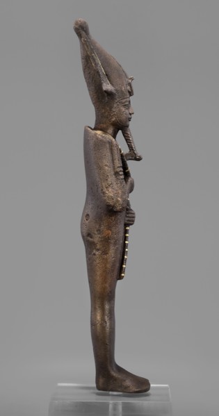 Figurine of the god Osiris; mummy-shaped male deity sculpture, painted; Egyptian, Late Period, 26th