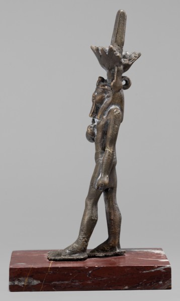 Figurine of the god Nefertum;, Egyptian deity Nefertum; Egyptian religion; Egyptian art; crowns;