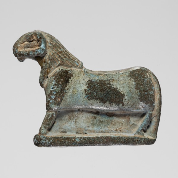 Amulet — ram;, Ram-shaped protective amulet, sacred animal motif. Late Period, Egypt, 664–332 BC.