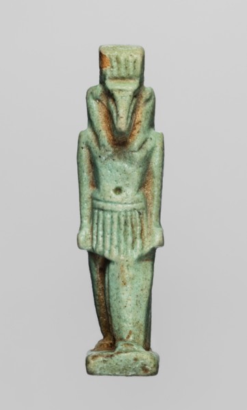 Amulet — god Thoth; object made of green faience; Egyptian; Late Period, 664–332 BC; amulet