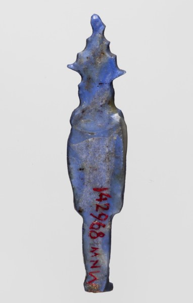 Amulet — Nehebkau; maker, Nehebkau myth., Egyptian deities, Egyptian religion; dark blue glass;