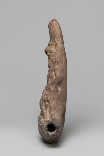 Lamp with a depiction of Athena-Neith, Lamp decorated with a youth, standing on its container,