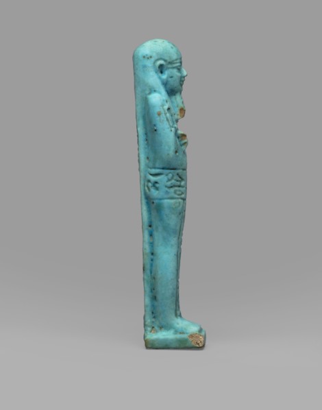 Ushabti Wahibre-em-achet, Back pillar, hieroglyphs, Wahibre-em-achet ca. 664–525 BC. Mummy-shaped