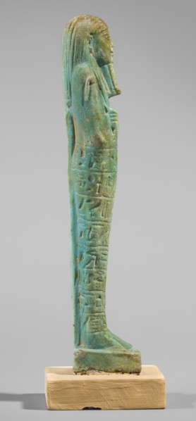 Ushabti of Semen-Ptah-Psamtyk. Wigs, funerary figurine mummy-shaped, hieroglyphs, beards facial