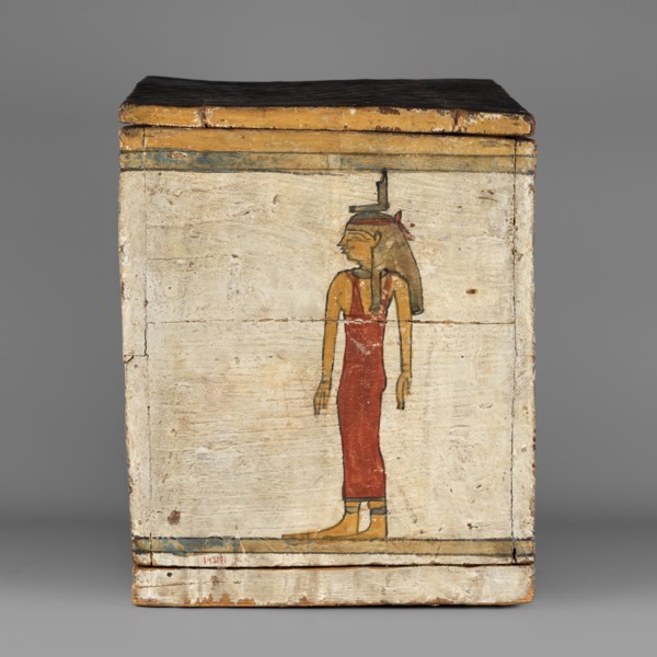 Canopic box, Sons of Horus mythology, falcons, jackals, Isis mythology, Nephthys mythology, grave