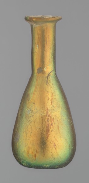 Flask, unknown eastern workshop, glass, antiquity, Roman Empire. Flask with a slender, pear-shaped