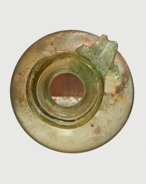 Jug, Egyptian workshop, spherical flattened body, cylindrical neck, flared spout and ribbon-shaped