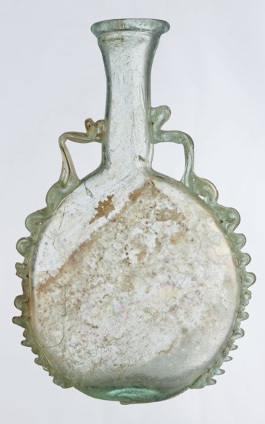 Ampoule, Egyptian workshop ; 3rd century, Roman Empire 27 BC–476; vessel; height 12 cm, width 7.3