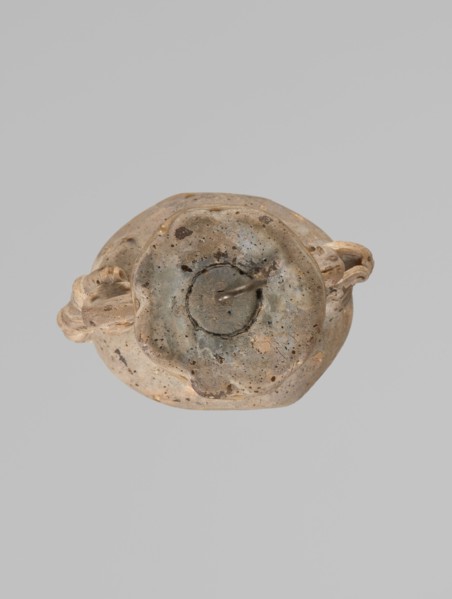 Ampoule, Egyptian workshop, 4th century BC, vessel; height 5.2 cm, width 4.2 cm, A worn, round