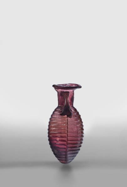 Amphora, unknown eastern workshop; glass vessels, Type: De Tommaso form 20. Translucent manganese