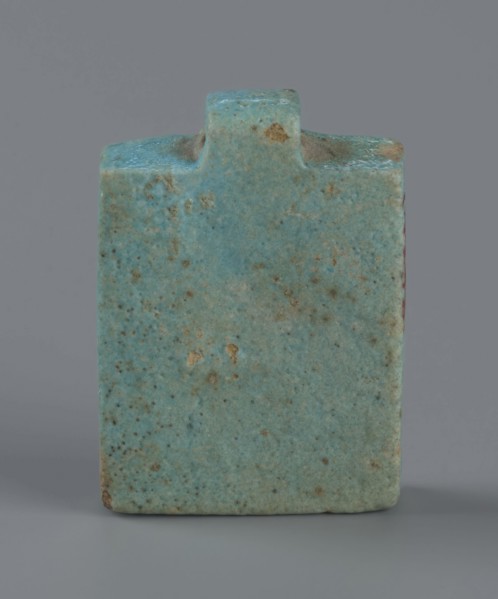 Amulet – plaque with a triad of deities: Harpocrates Horus, Isis, Nephthys. Amulet in the shape of