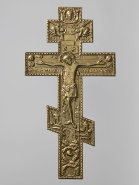 Cross: Crucifixion of Christ, Old Believers workshop; crosses; Jesus Christ Bible; angels; skull