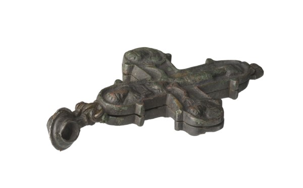 Enkolpion, Ruthenian workshop; bipartite enkolpion in the form of a Greek cross arms straight, not