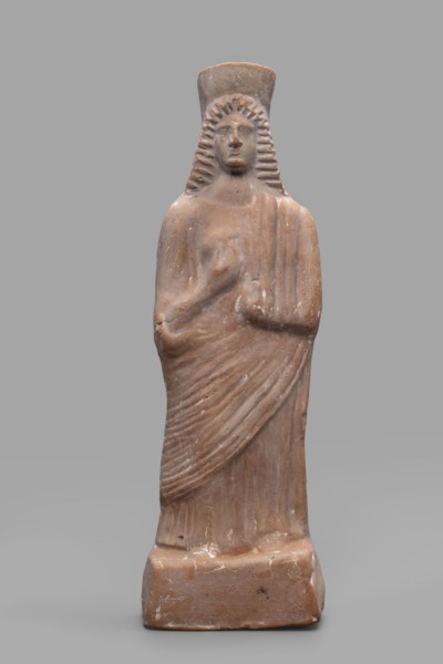 Figurine of a woman with a polos on her head, unknown Boeotian workshop, female figurine, 475–450