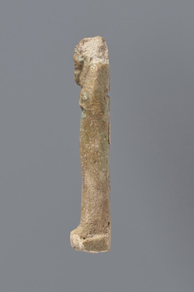 Ushabti, mummy-shaped funerary figurine ushabti; gift inscription by Meyet, L.; materials not
