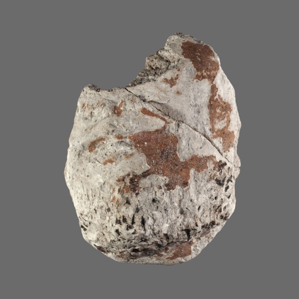 Fragment of a stucco mask. Lower part of the face of a bearded man; preserved are the chin, mouth,