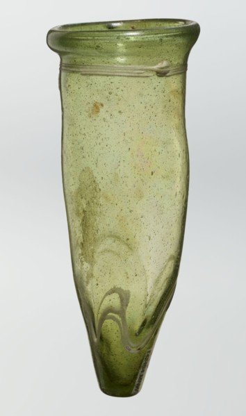 Lamp oil container, deposit provenance, Islamic art, Arabic culture, glass oil lamp, cream enamel