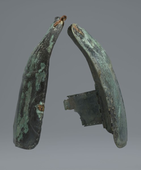 Two-piece torso armor with buckles, 4th century BC 375–325 BC, Southern Italy, weaponry., A pair of