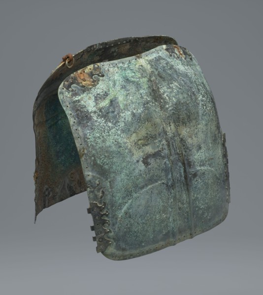 Two-piece torso armor with buckles, 4th century BC 375–325 BC; Southern Italy ?, weaponry., An aged