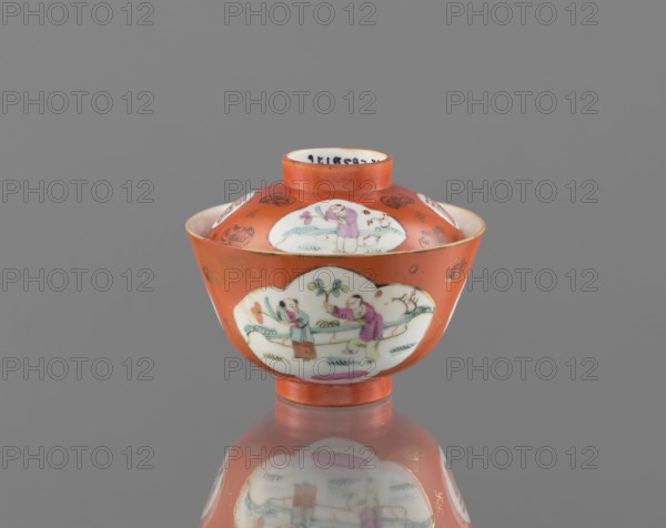 Bowl with a lid, ceramics; colored porcelain; Chinese, Qing dynasty Tongzhi period, 1862–1874;