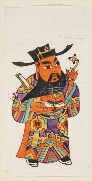 Menshen Gate Guardian, Chinese, nianhua New Year's picture, early 20th century, Jiajiang, graphic