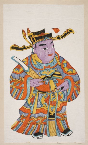 Menshen Gate Guardian, Chinese, nianhua New Year's picture, representation of a guard in civilian