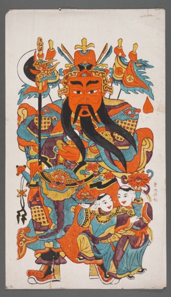 Menshen — the gate guardian with deities He He; creator, protective deities iconography; Chinese;